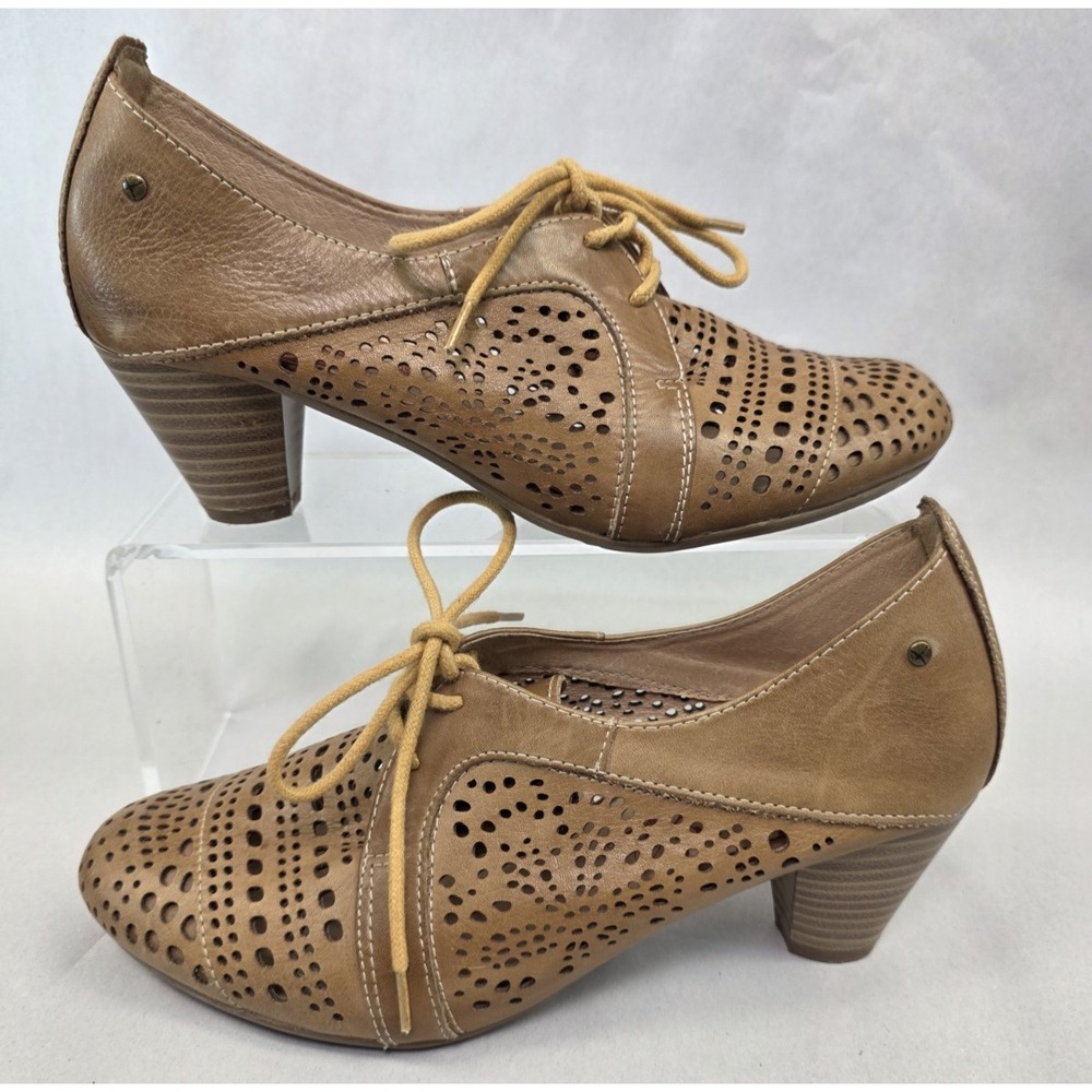 Pikolinos (Sz 37) 6.5-7 US Florencio High Heel Pumps Women's Tan Leather Shoes